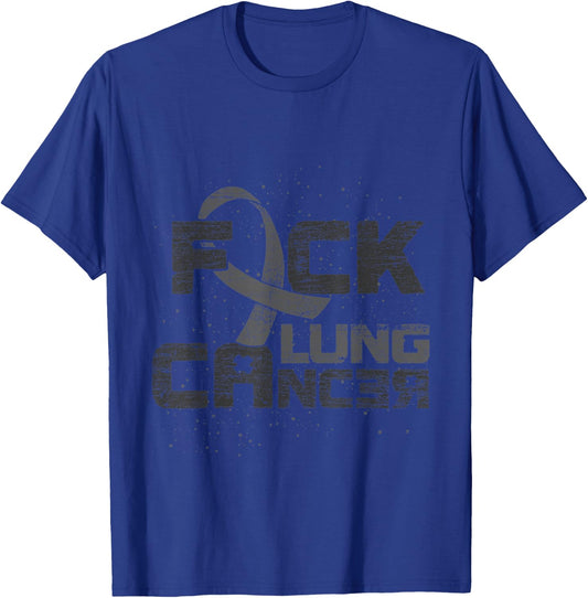 White Ribbon Lung Cancer Awareness Fuck Lung Cancer T-Shirt - T-Shirt | Royal