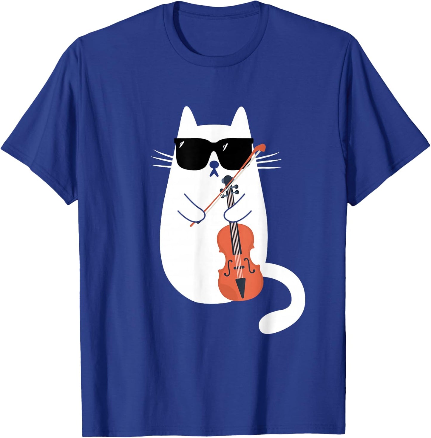 Funny Cat Wearing Sunglasses Playing Violin Viola Musician T-Shirt - T-Shirt | Royal
