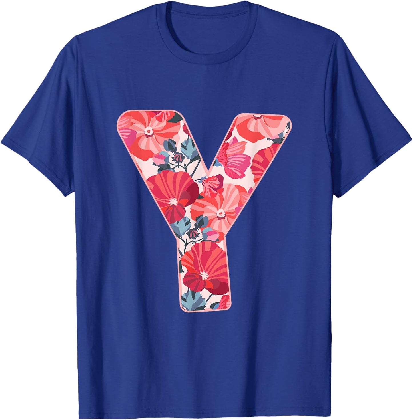 Letter Y Sign Alphabet Last Name Consonants Flower Gift T-Shirt - T-Shirt | Royal