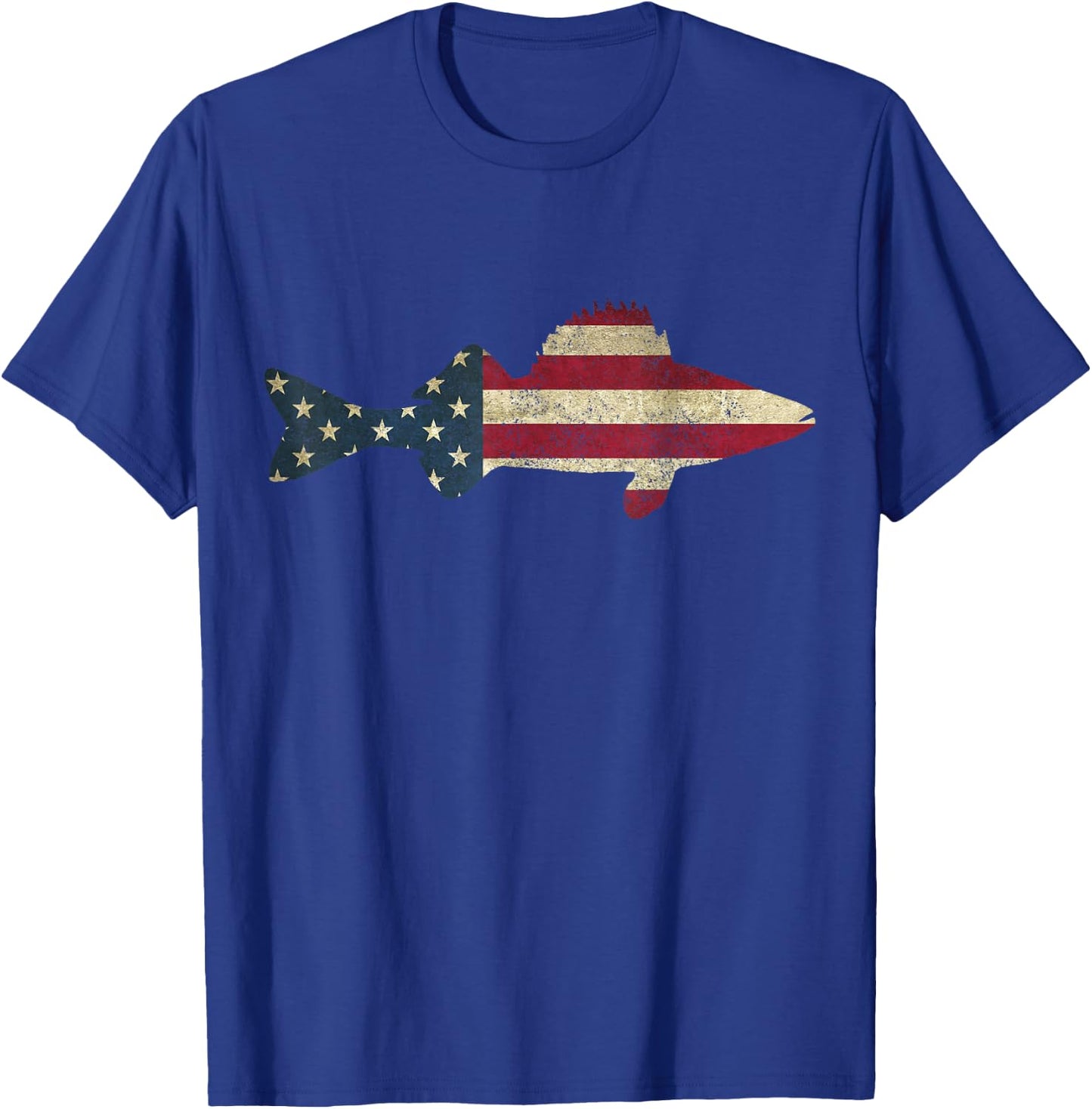 Walleye Fishing American Flag Zander Fisherman T-Shirt - T-Shirt | Royal