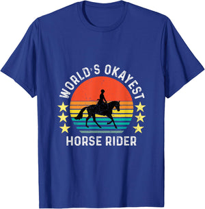 World's Okayest Horse Rider Vintage Retro T-Shirt - T-Shirt | Royal