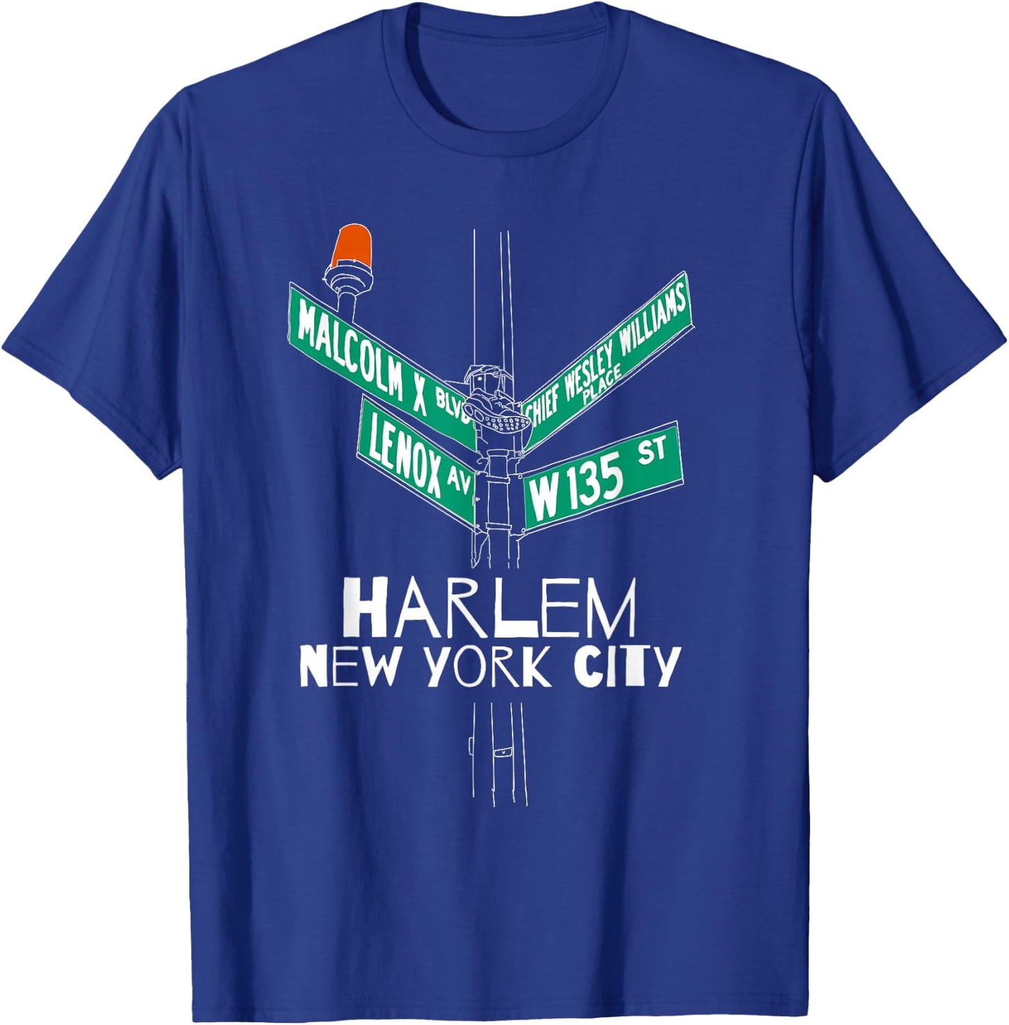 Harlem New York City Street Sign T-Shirt - T-Shirt | Royal