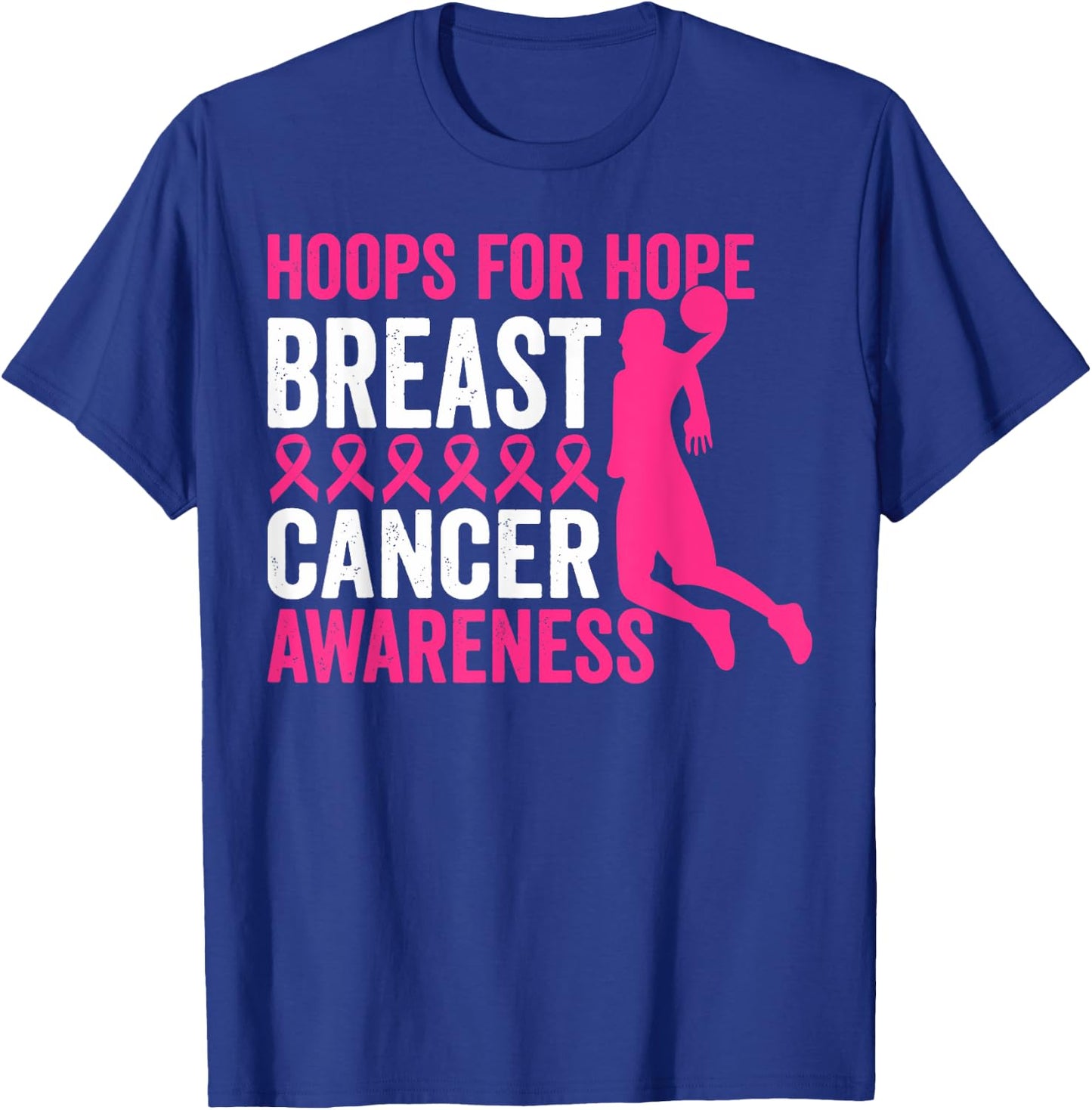 Hoops For Hope Basketball Family Breast Cancer Awareness T-Shirt - T-Shirt | Royal