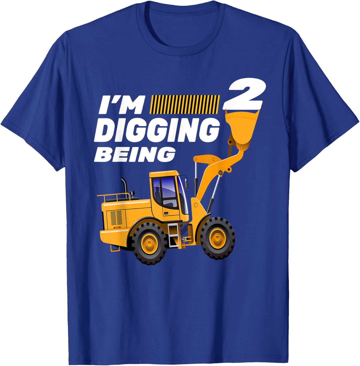 2nd Birthday Shirt Bulldozer Tractor Construction Party T-Shirt - T-Shirt | Royal