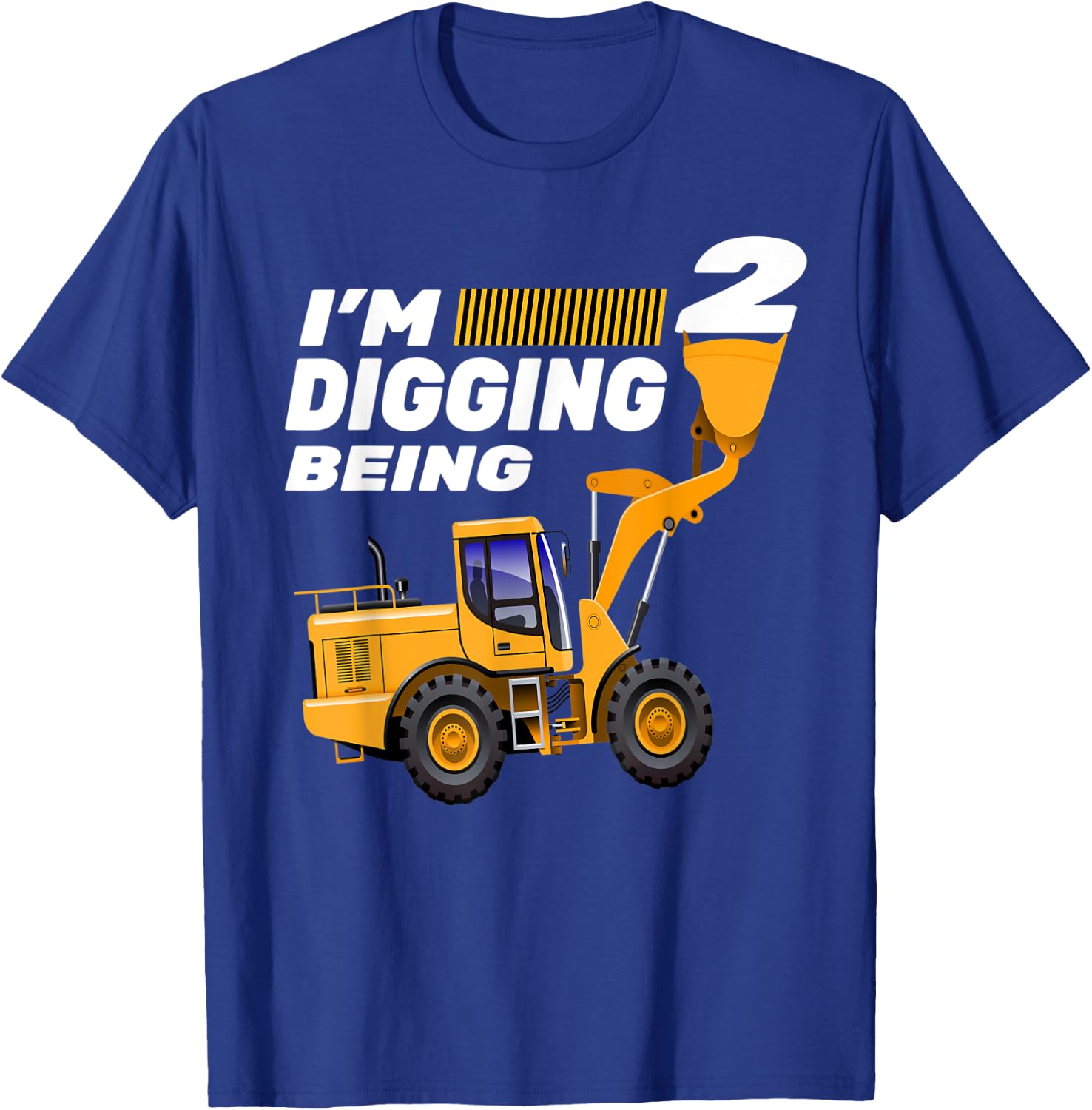 2nd Birthday Shirt Bulldozer Tractor Construction Party T-Shirt - T-Shirt | Royal