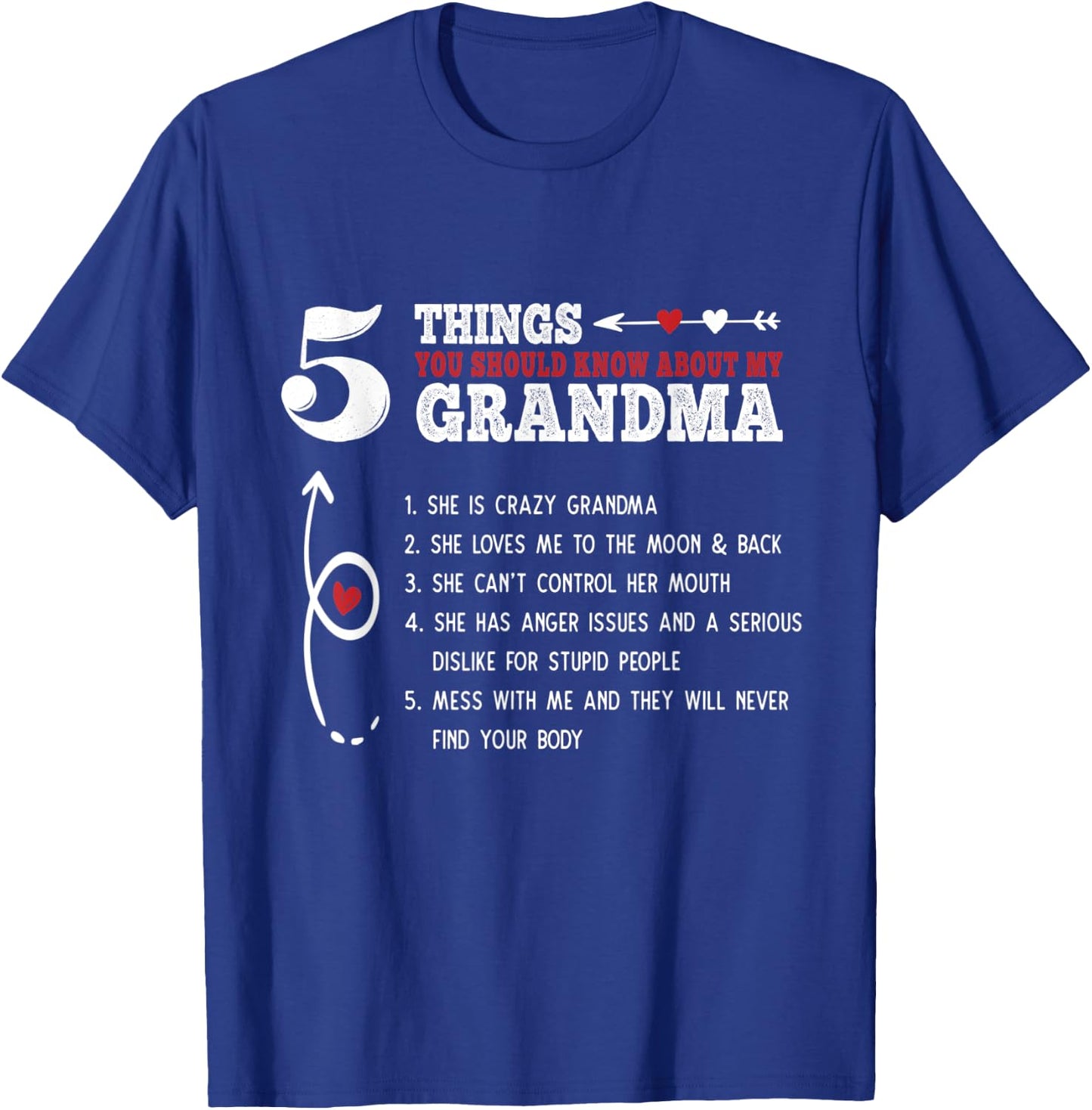 5 Things You Should Know About My Grandma Funny Saying Gift T-Shirt - T-Shirt | Royal