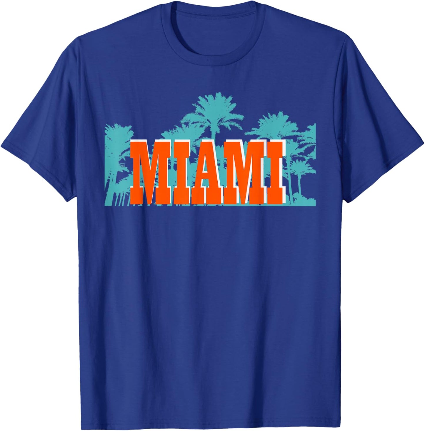 Miami Orange Turquoise Palm Trees T-Shirt - T-Shirt | Royal