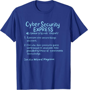 Cyber Security Gift: Cyber Security Definition - -Adults, Black, Small, Short Sleeve T-Shirt - T-Shirt | Royal
