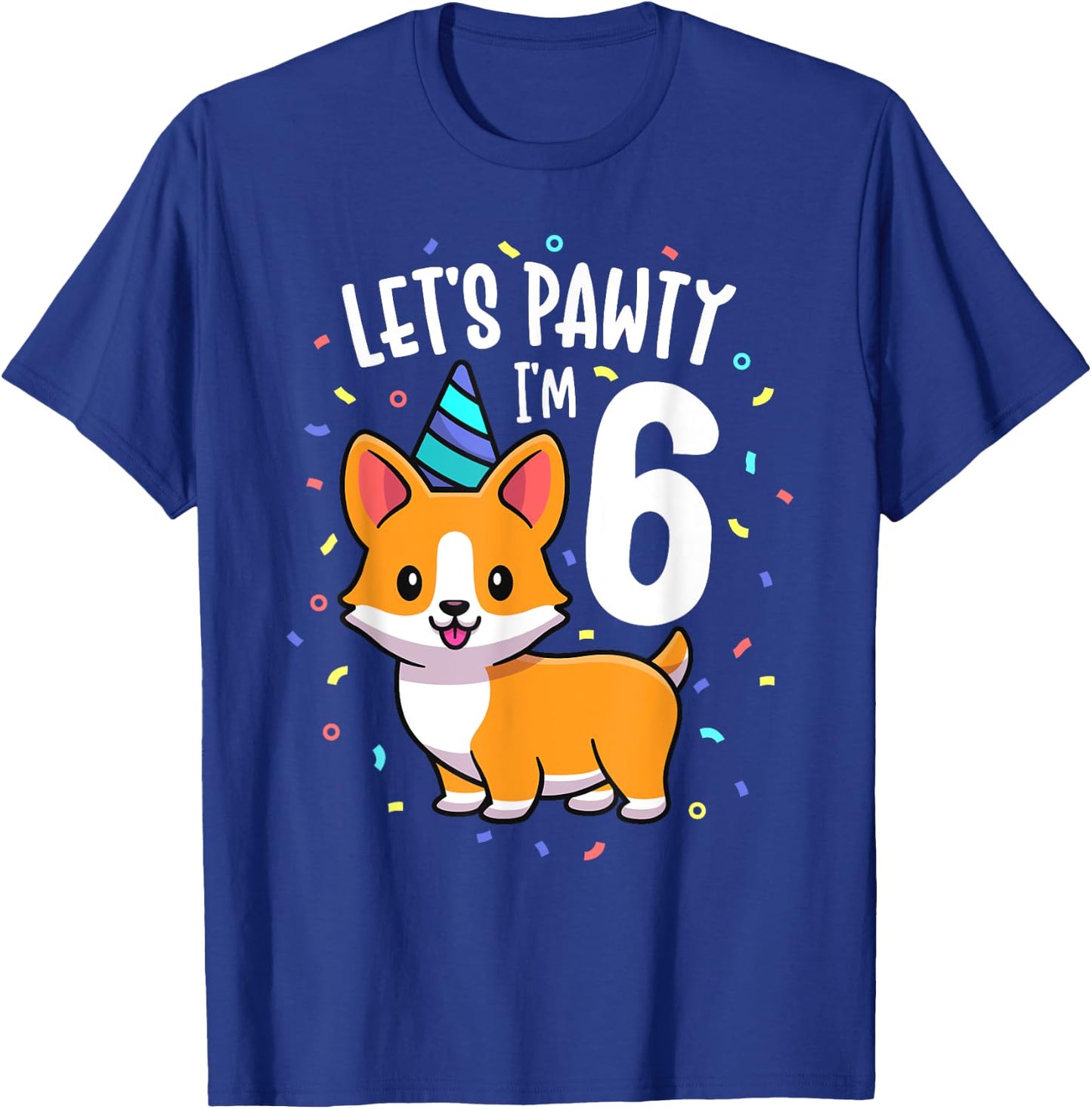 6 Years Old Corgi Dog Lover 6th Birthday Party Outfit Kid T-Shirt - T-Shirt | Royal