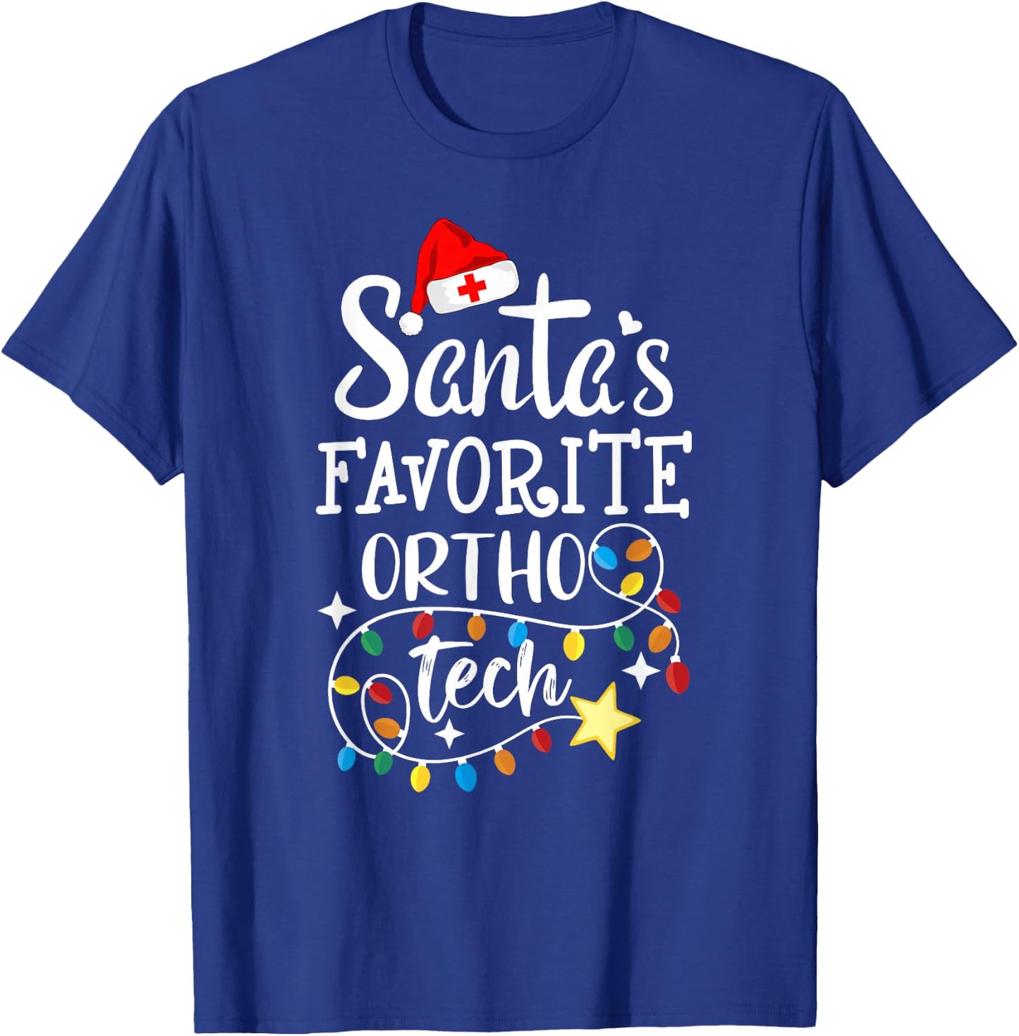 Christmas Orthopedic Technician Santa's Favorite Ortho Tech T-Shirt - T-Shirt | Royal