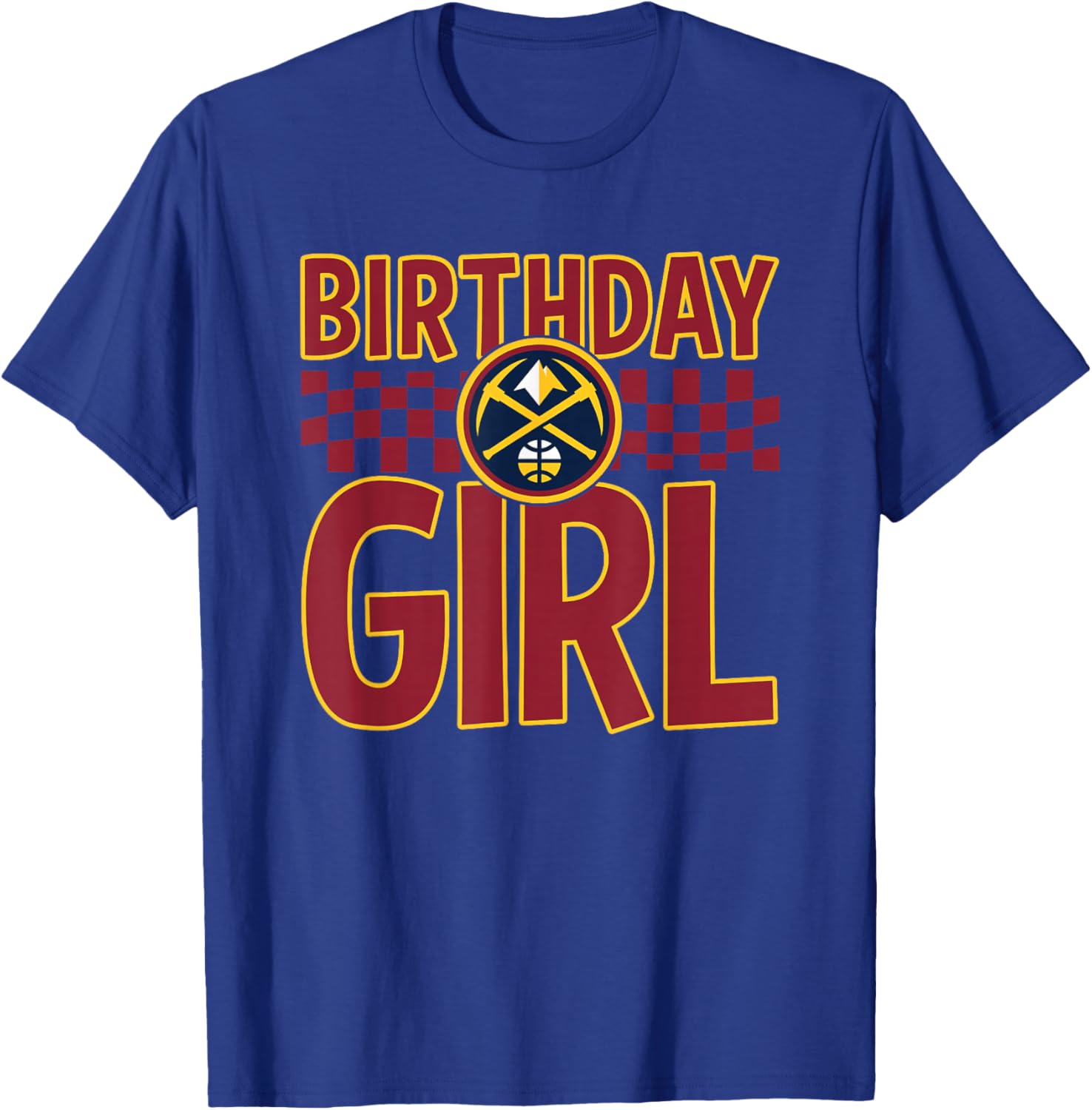 NBA Denver Nuggets Birthday Girl Checkered Logo T-Shirt - T-Shirt | Royal