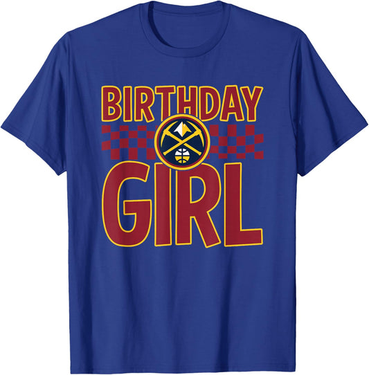 NBA Denver Nuggets Birthday Girl Checkered Logo T-Shirt - T-Shirt | Royal