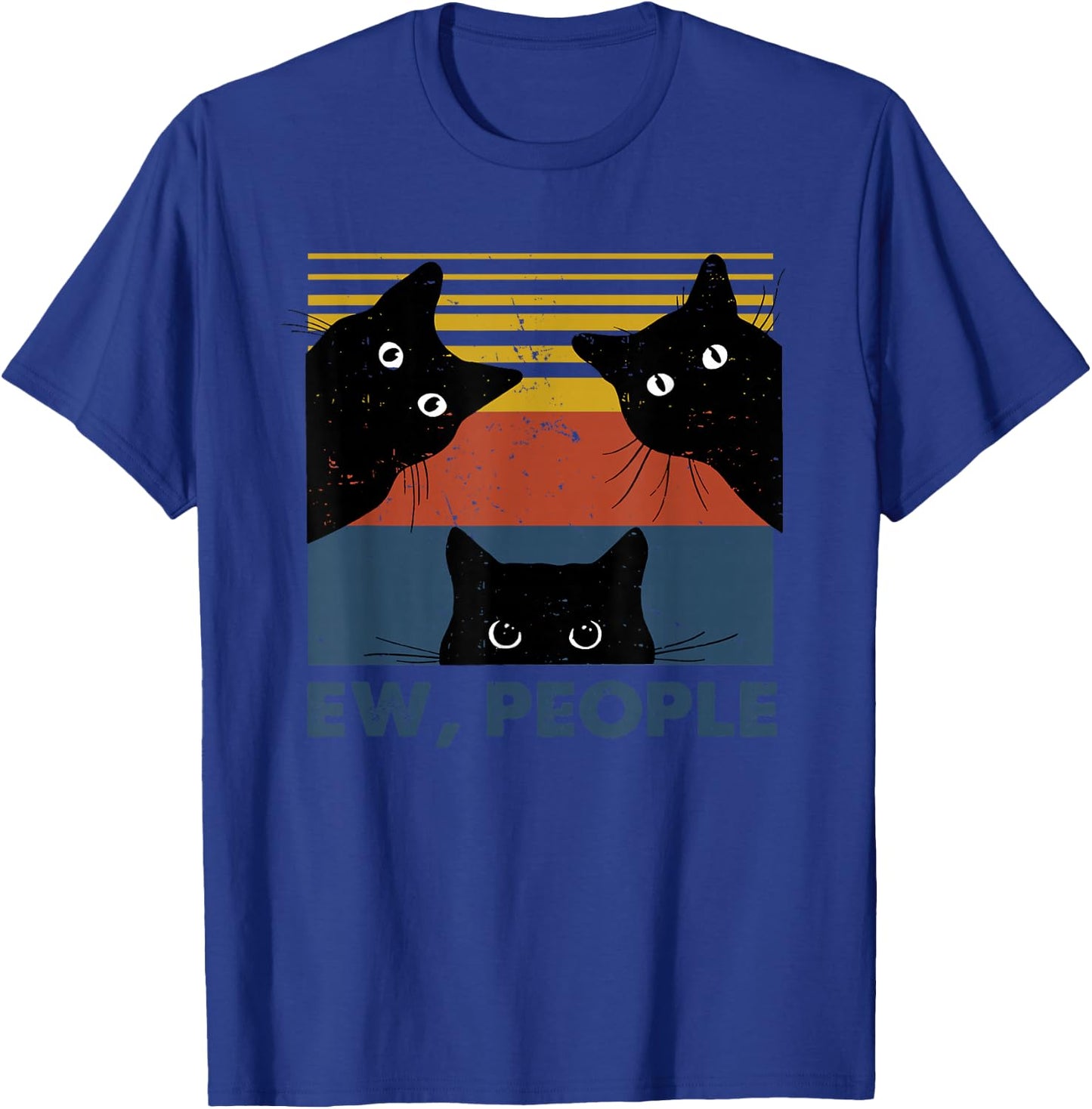 Ew, People Three Black Cats Vintage Retro – Funny Cat T-Shirt - T-Shirt | Royal