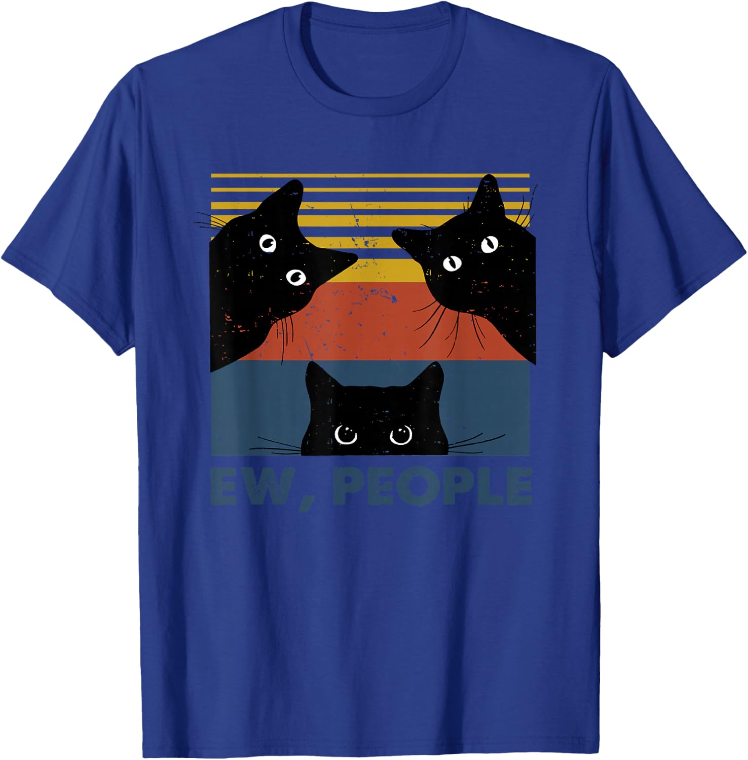 Ew, People Three Black Cats Vintage Retro – Funny Cat T-Shirt - T-Shirt | Royal