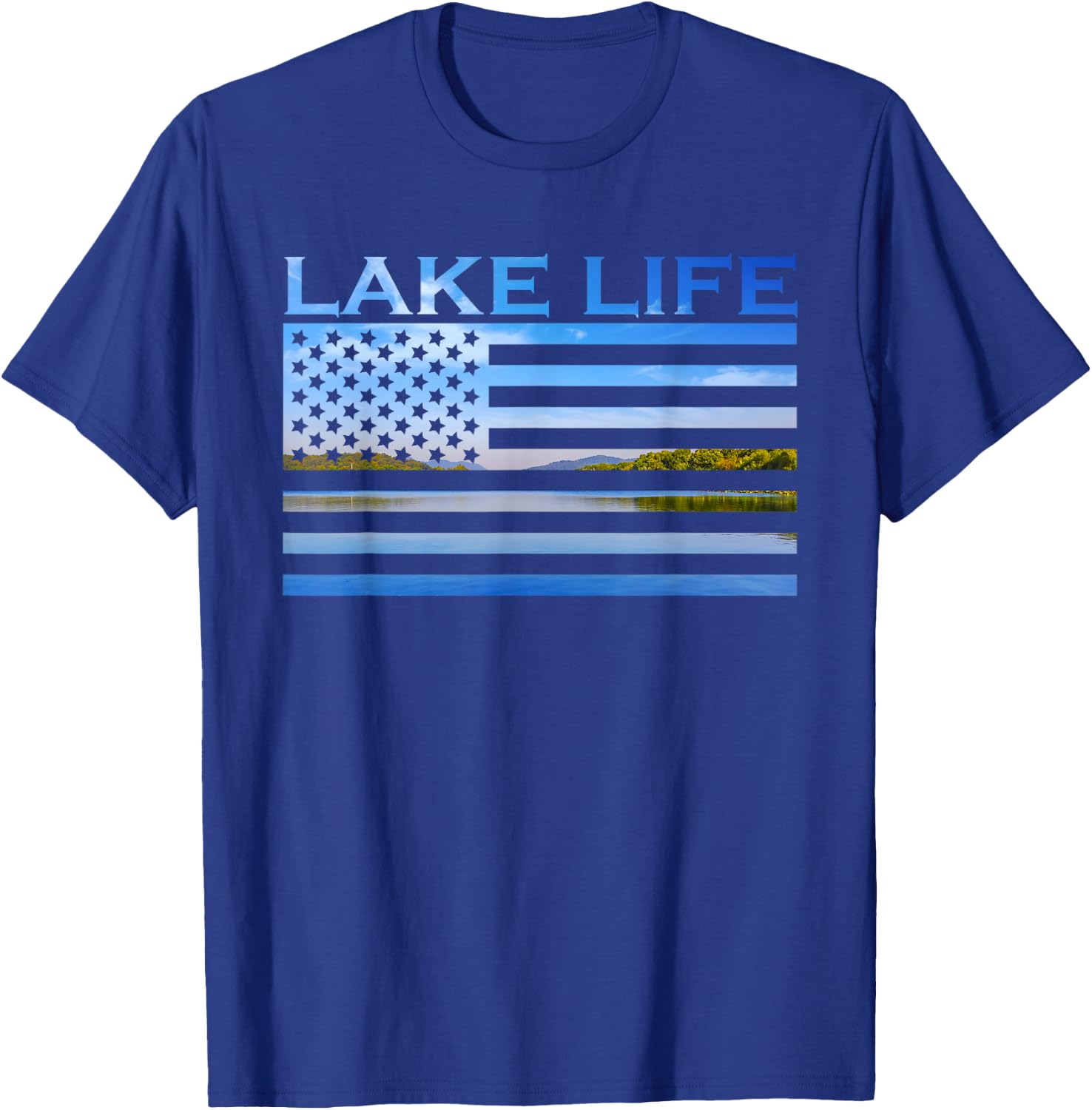 American Flag Patriot Fishing at The Lake This is Lake Life T-Shirt - T-Shirt | Royal