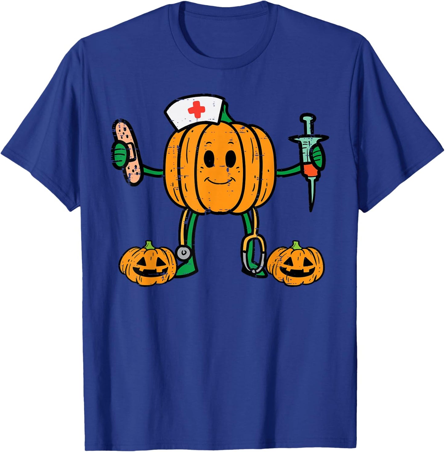 Halloween Nicu Nurse Pumpkin Funny Scrub Top Costume Women T-Shirt - T-Shirt | Royal