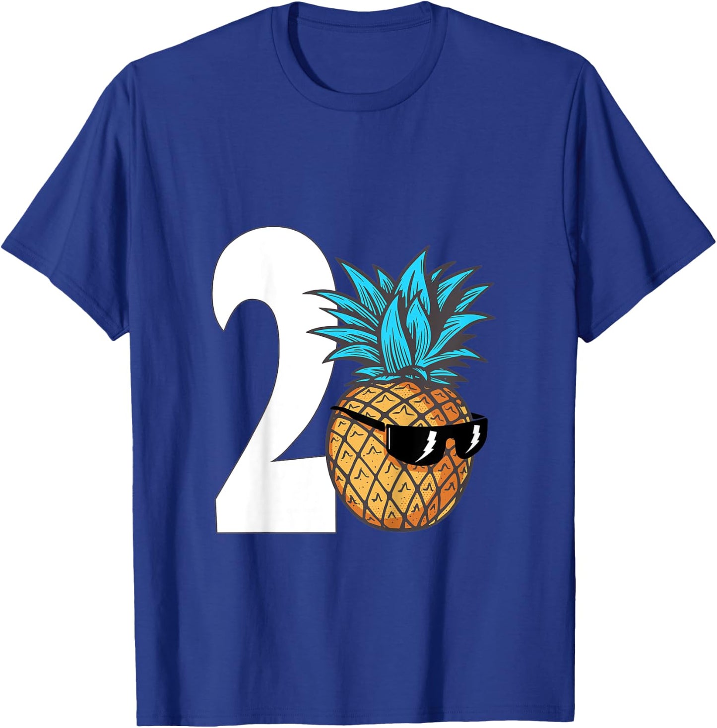 Kids Two Year Old Birthday Boy Cool Pineapple 2nd Birthday Party T-Shirt - T-Shirt | Royal
