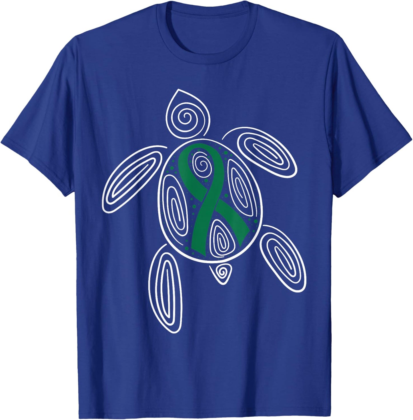 Liver Cancer Awareness Primary Hepatic Green Ribbon Jaundice T-Shirt - T-Shirt | Royal