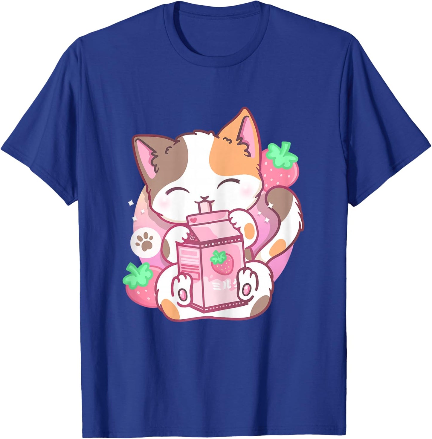 Strawberry Shake Strawberry Milk Cat Kawaii Neko Anime T-Shirt - T-Shirt | Royal