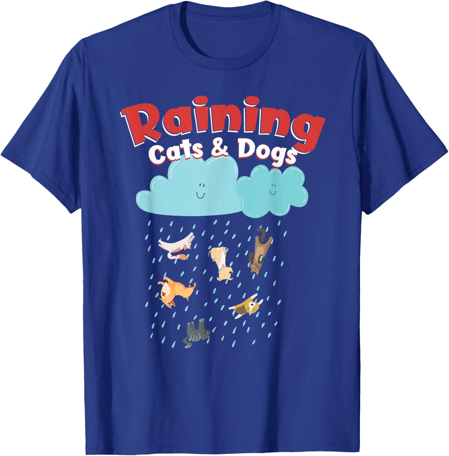 Raining Cats And Dogs Rainy Canine Feline Pet Halloween Cute T-Shirt - T-Shirt | Royal