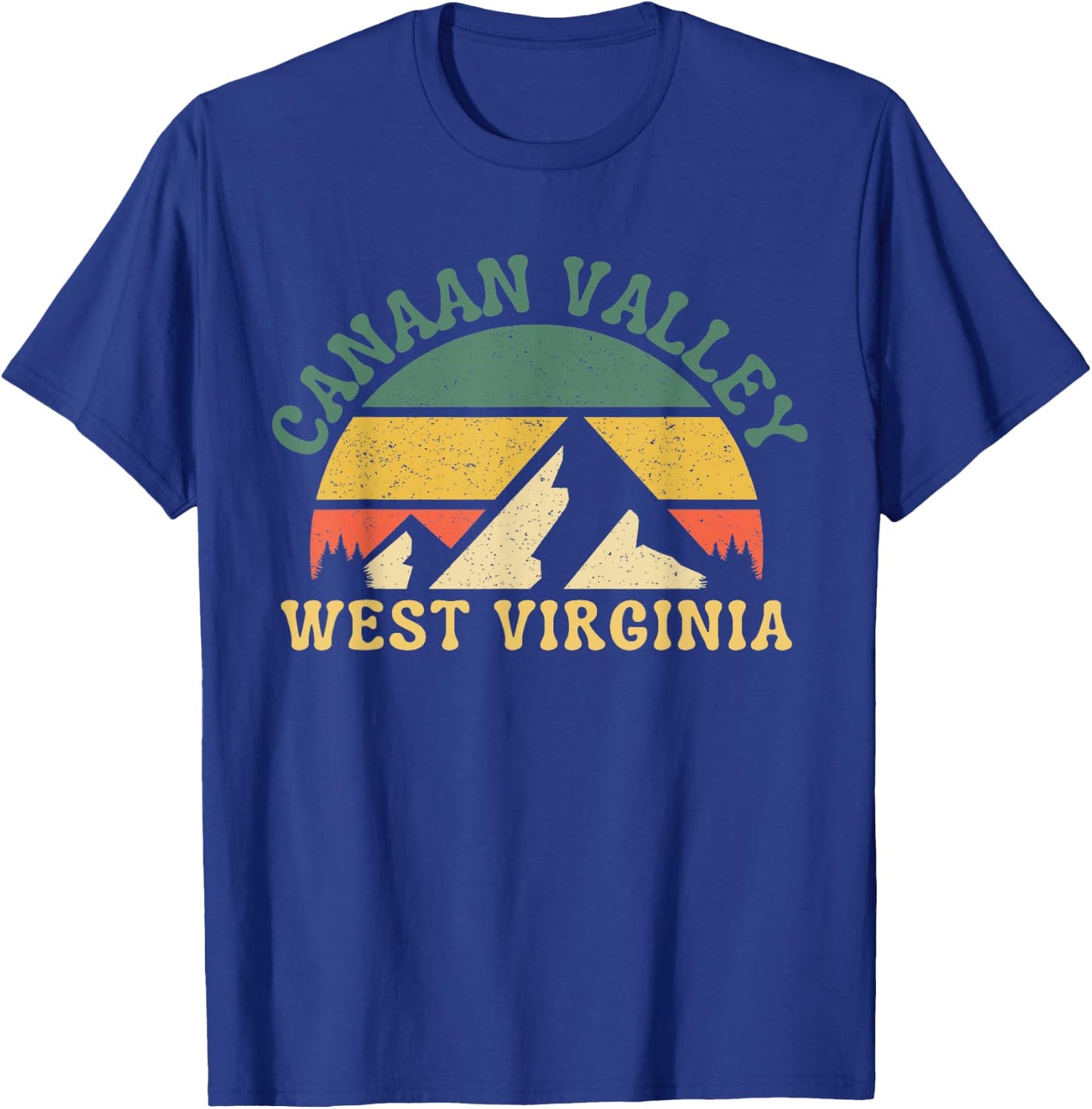 Canaan Valley West Virginia Mountain Retro Sunset Vintage T-Shirt - T-Shirt | Royal