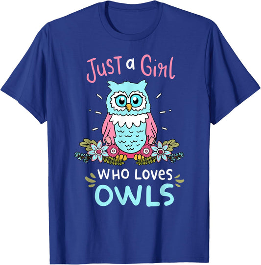 Just A Girl Who Love Owls Cute Owl Lover Gift T-Shirt - T-Shirt | Royal