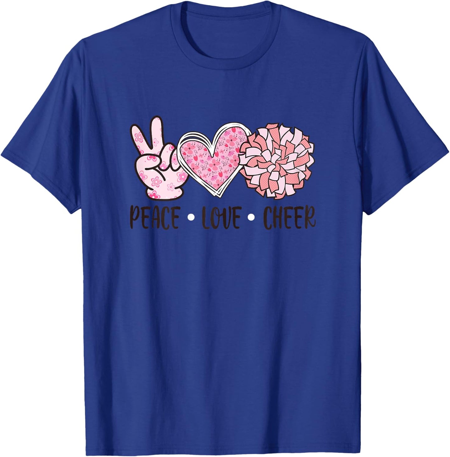 Cheerleading Shirt Girls Peace Love Cheer Cheerleader Women T-Shirt - T-Shirt | Royal