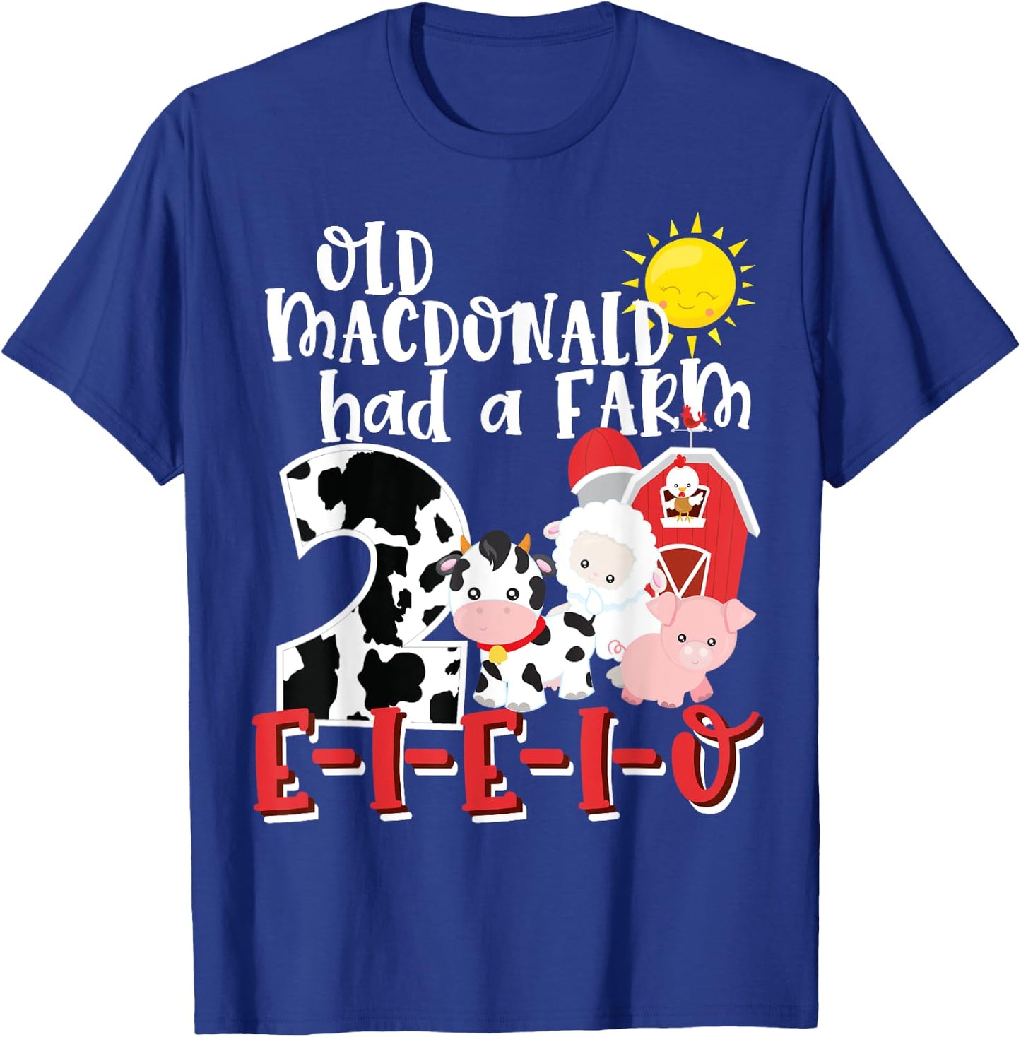 Old MacDonald Farm 2nd Birthday 2 Year Old Birthday Boy Girl T-Shirt - T-Shirt | Royal