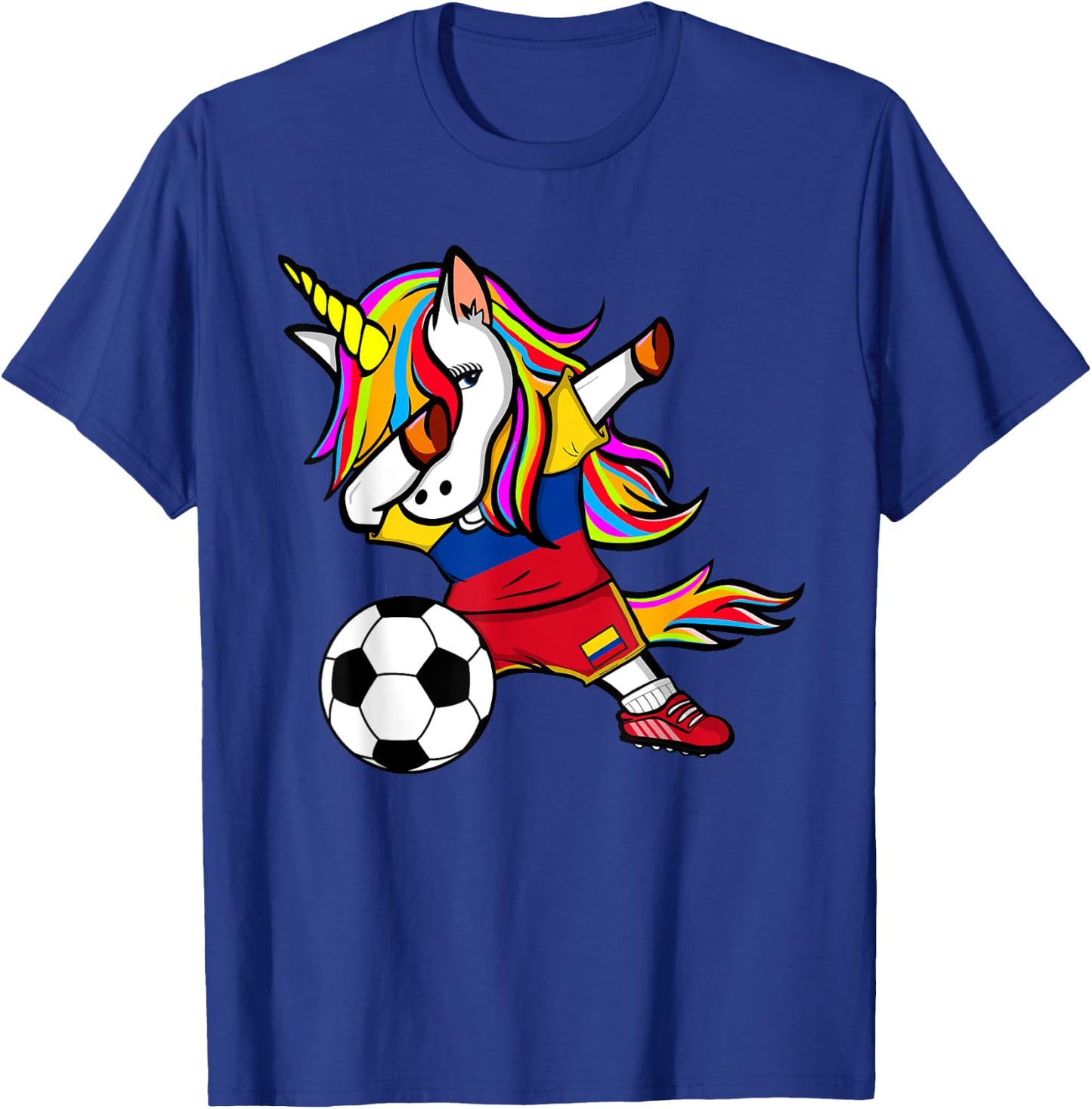 Dabbing Unicorn Colombia Soccer Jersey - Colombian Football T-Shirt - T-Shirt | Royal