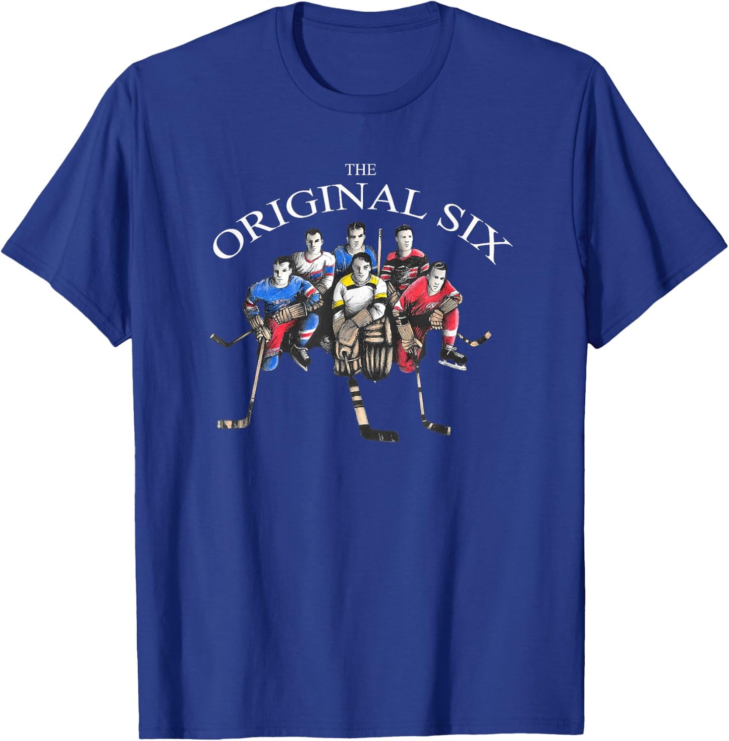 Original Six 6 Vintage Old School Hockey Teams T-Shirt - T-Shirt | Royal