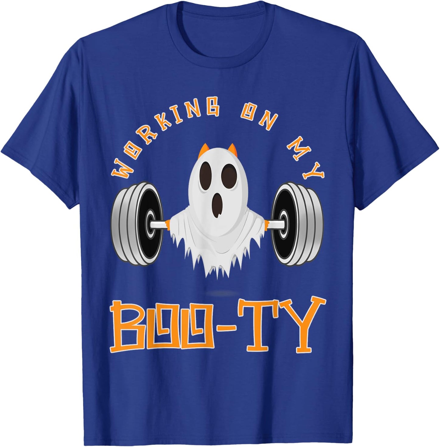 Funny Halloween Workout Gym Working On My Boo-Ty Men Women T-Shirt - T-Shirt | Royal