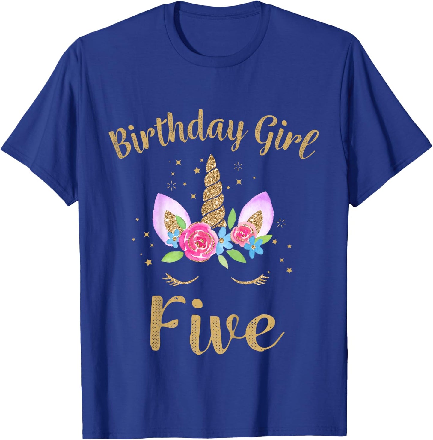Kids 5 Year Old Birthday Girl Unicorn Shirt 5th Birthday Outfit T-Shirt - T-Shirt | Royal
