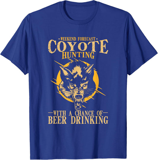 Coyote Hunting Beer Drinking T-Shirt - T-Shirt | Royal
