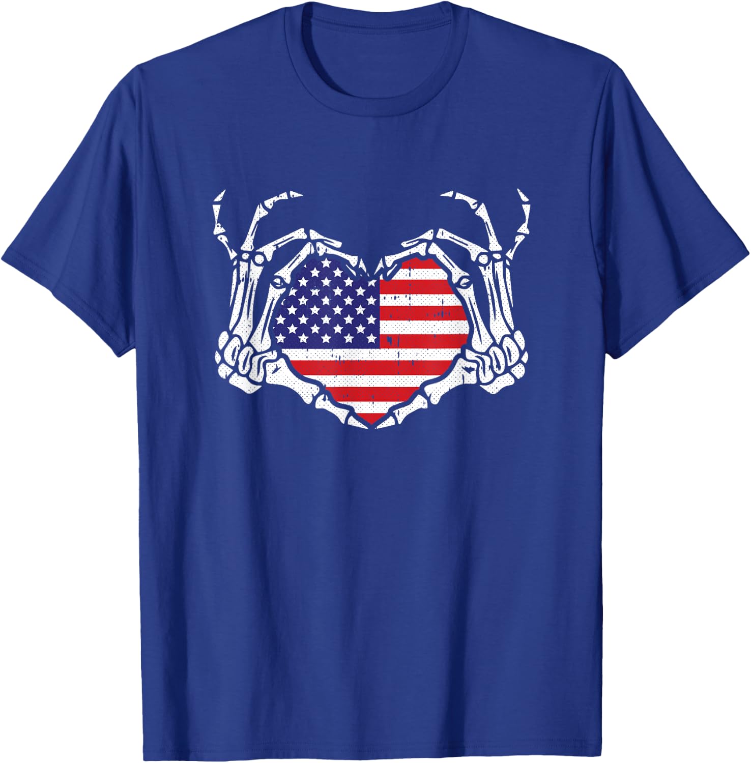 Skeleton Hand Heart 4th Of July Love American Flag Patriotic T-Shirt - T-Shirt | Royal