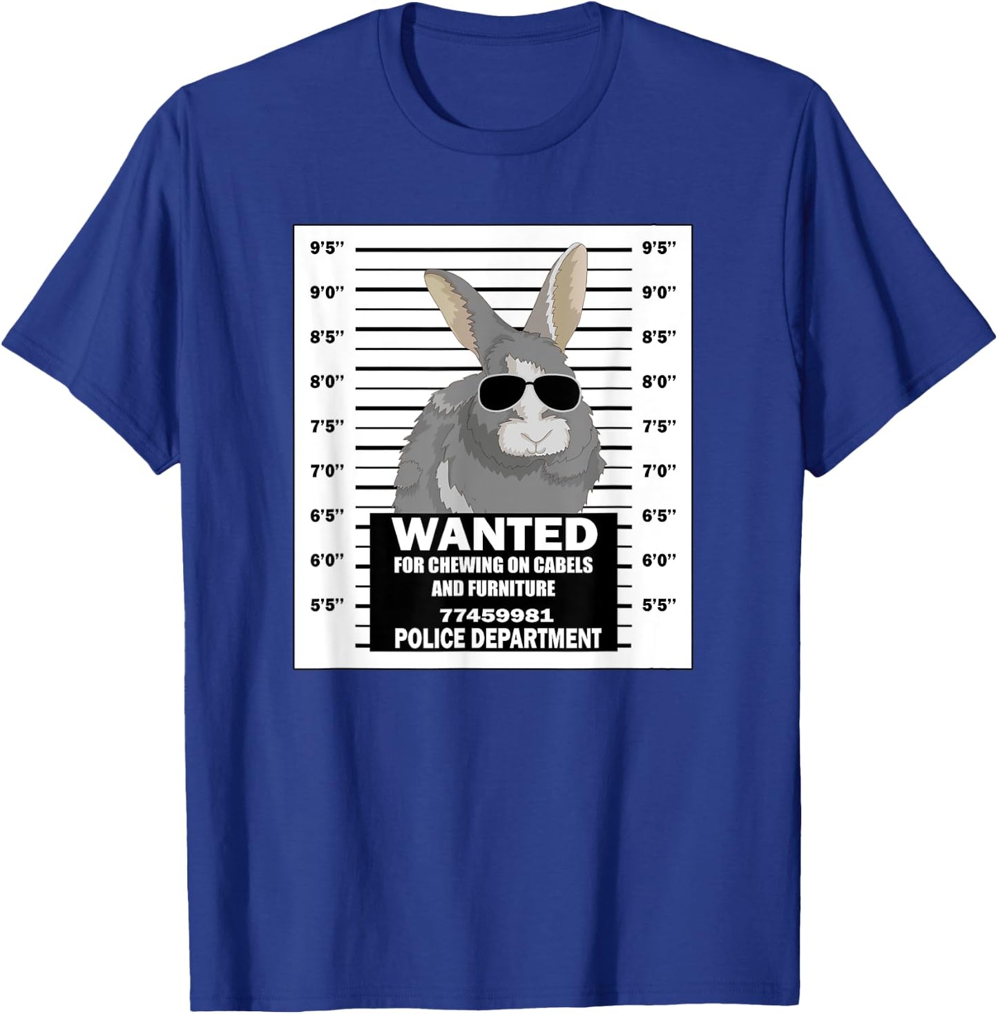 Bunny Rabbit Mugshot Funny T-Shirt - T-Shirt | Royal