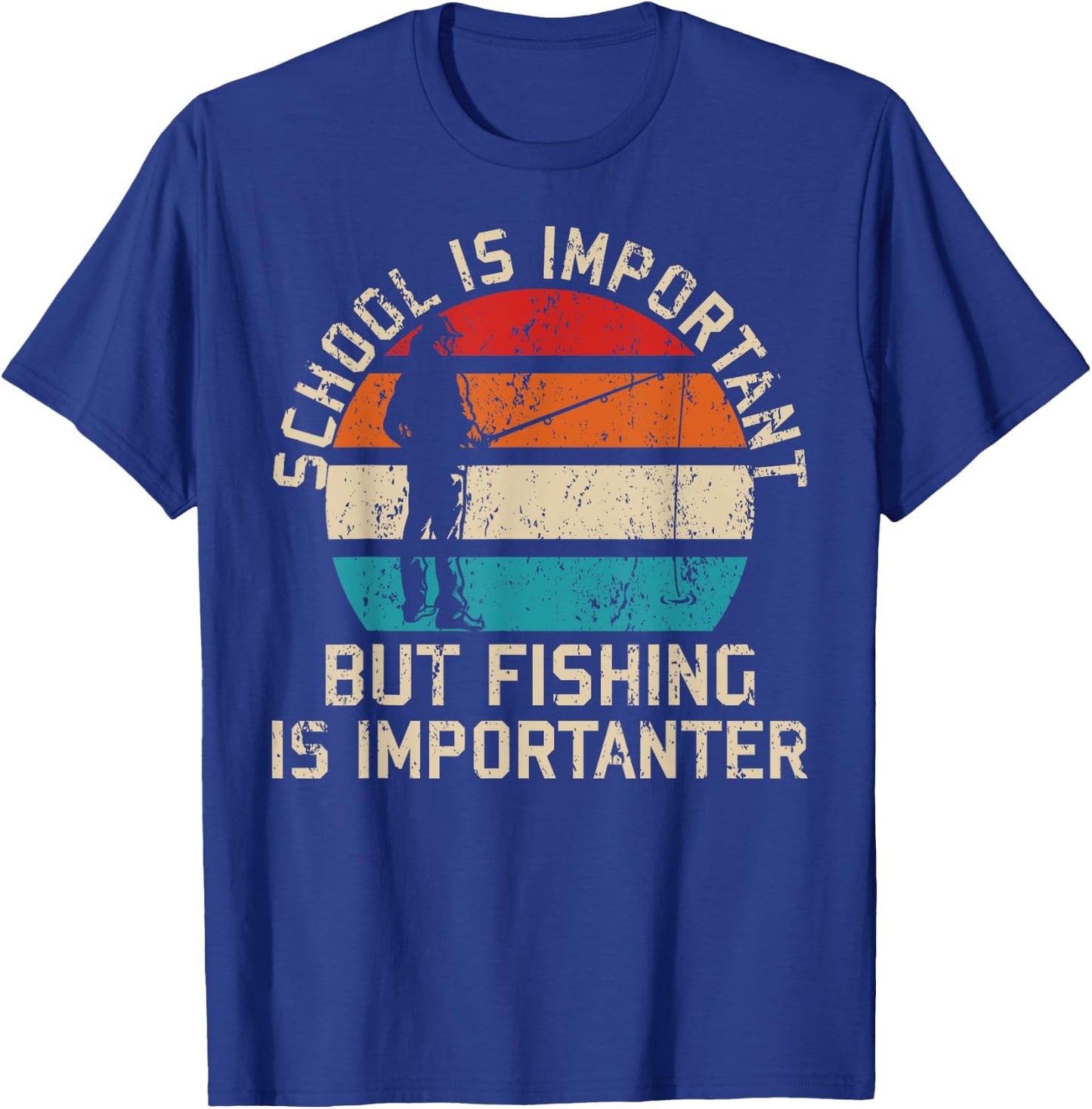 School Is Important But Fishing Is Importanter Youth Kids T-Shirt - T-Shirt | Royal