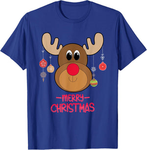 Rudolph Red Nose Reindeer Cute Santa Christmas T-Shirt - T-Shirt | Royal