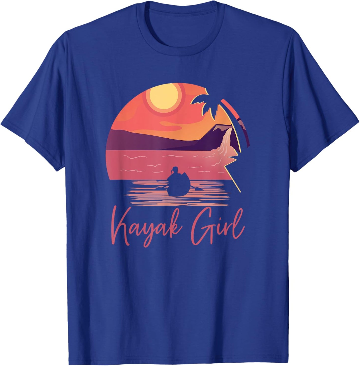 Kayak Girl Women Kayak Outdoor Sport Canoe Sunset Kayaking T-Shirt - T-Shirt | Royal