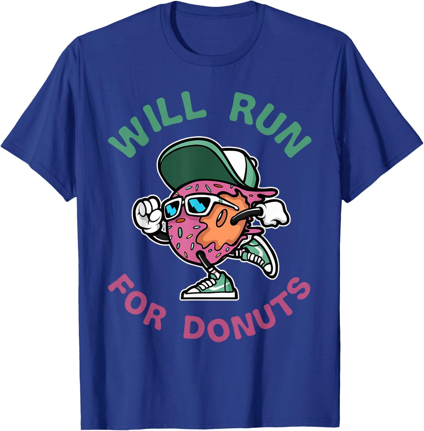 Runner WIll Run For Donuts Funny Runner Marathon Running T-Shirt - T-Shirt | Royal