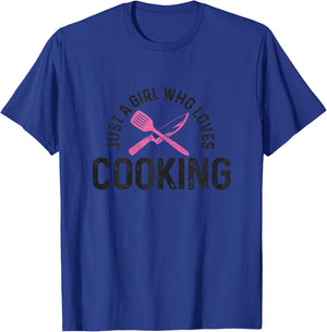 Chef Just A Girl Who Loves Cooking Chef Gift Cooking T-Shirt - T-Shirt | Royal