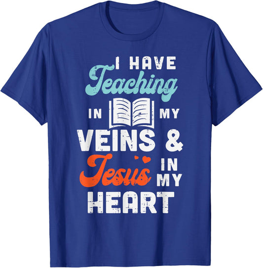 Teaching Veins Jesus Heart Teacher God Christ Christian Gift T-Shirt - T-Shirt | Royal