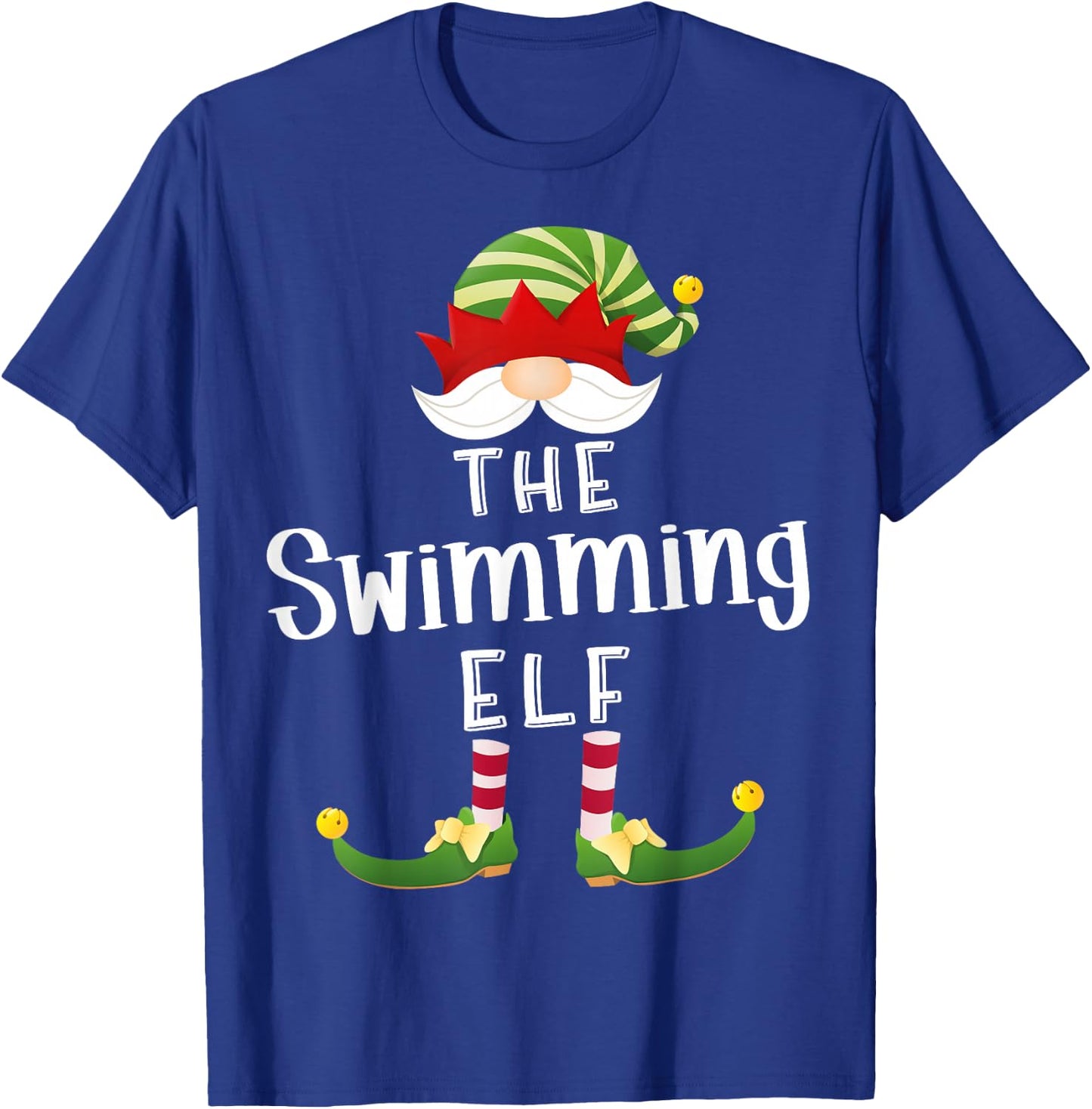 Swimming Elf Group Christmas Funny Pajama Party T-Shirt - T-Shirt | Royal