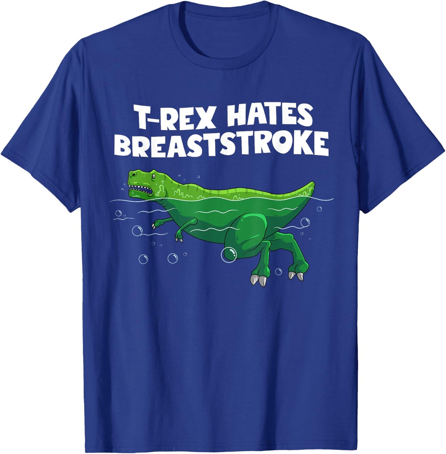 Funny T-Rex Gift Men Women Cool Dino Swimming Breaststroke T-Shirt - T-Shirt | Royal