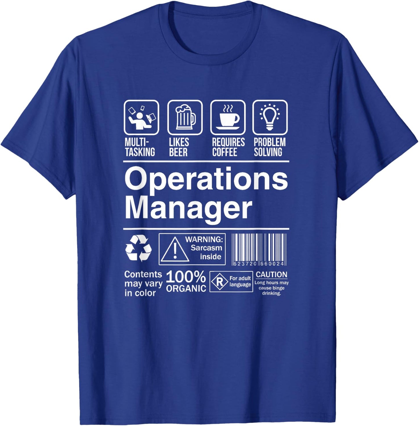 Operations Manager Product Label Funny Gift T-Shirt - T-Shirt | Royal