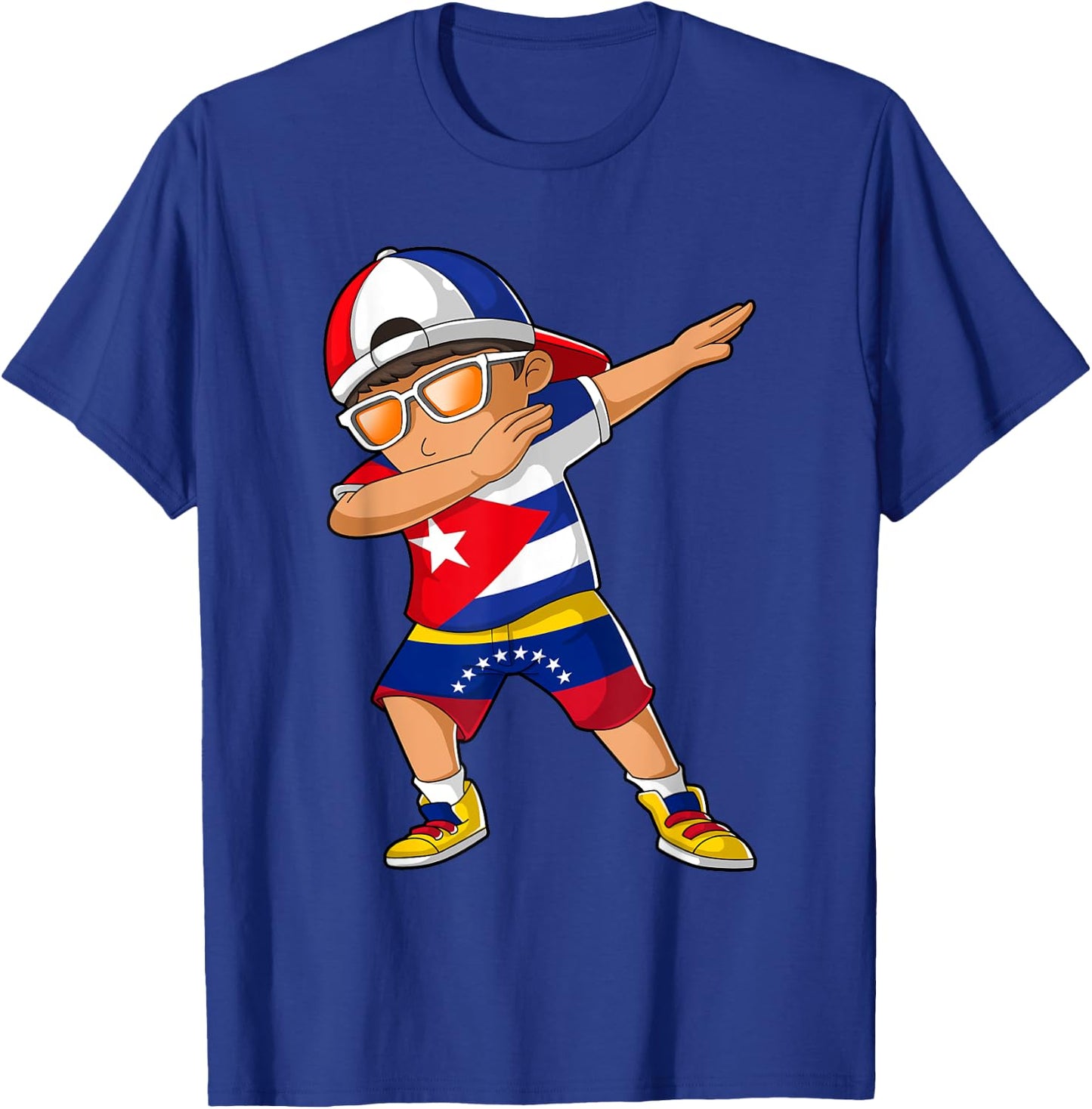 Half Cuban Half Venezuelan Boy Kid Cuba Venezuela Flag T-Shirt - T-Shirt | Royal