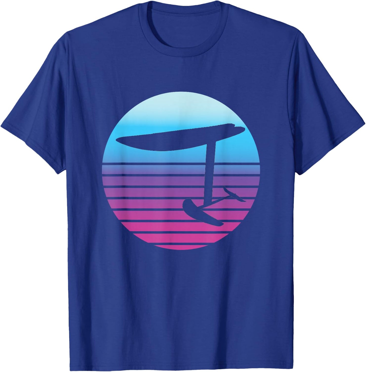 Efoil Electric Hydrofoil Retro Sunset Surf T-Shirt - T-Shirt | Royal
