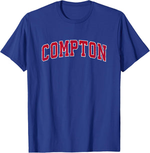 Compton California CA Vintage Sports Design Red Design T-Shirt - T-Shirt | Royal