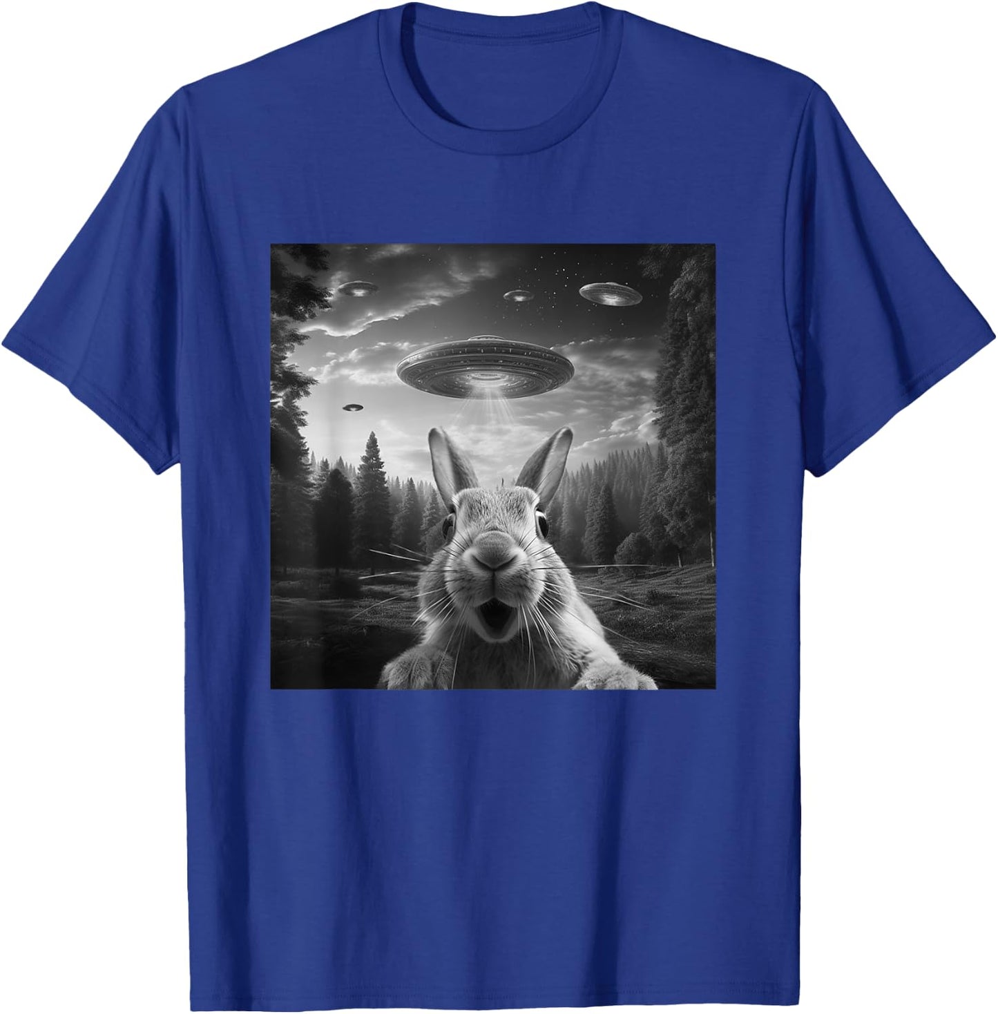 Alien UFO Selfie Bunny Spaceship Weirdcore Funny Rabbit T-Shirt - T-Shirt | Royal