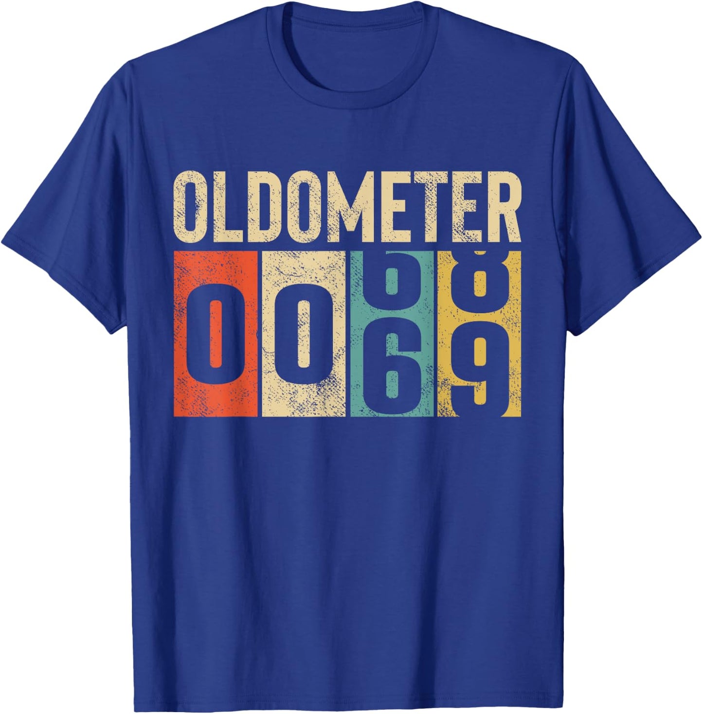Funny 69 Years Old Oldometer Vintage 69th Birthday Odometer T-Shirt - T-Shirt | Royal