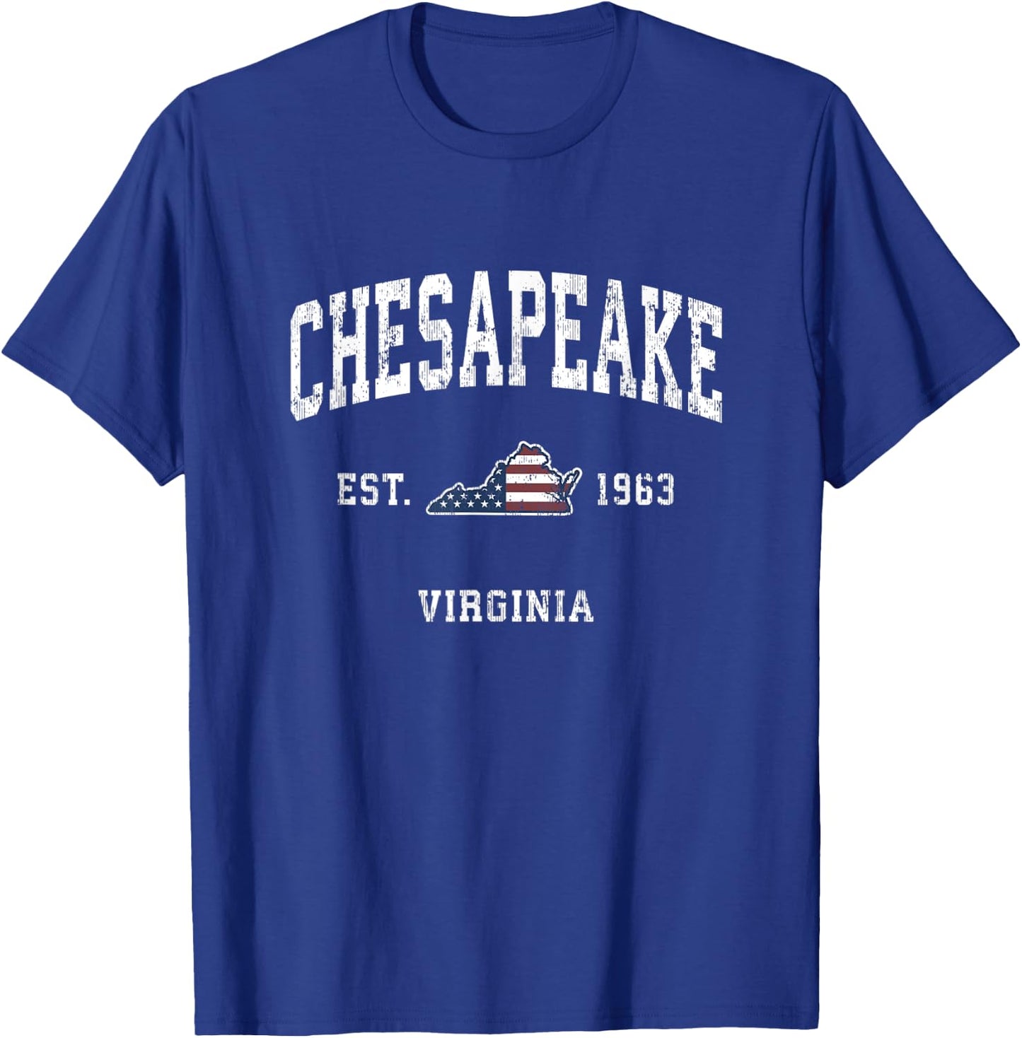 Chesapeake Virginia VA Vintage American Flag Sports Design Women Kids Men T-Shirt - T-Shirt | Royal